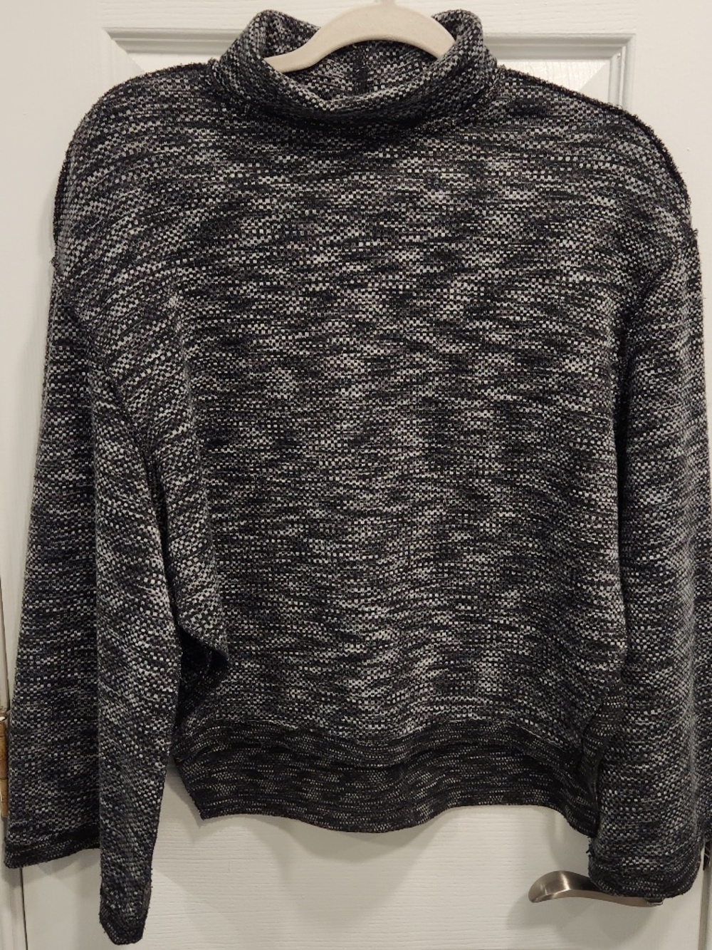 We the People (Free People) Turtleneck Sweater Sz XS Black & Grey Marled Knit